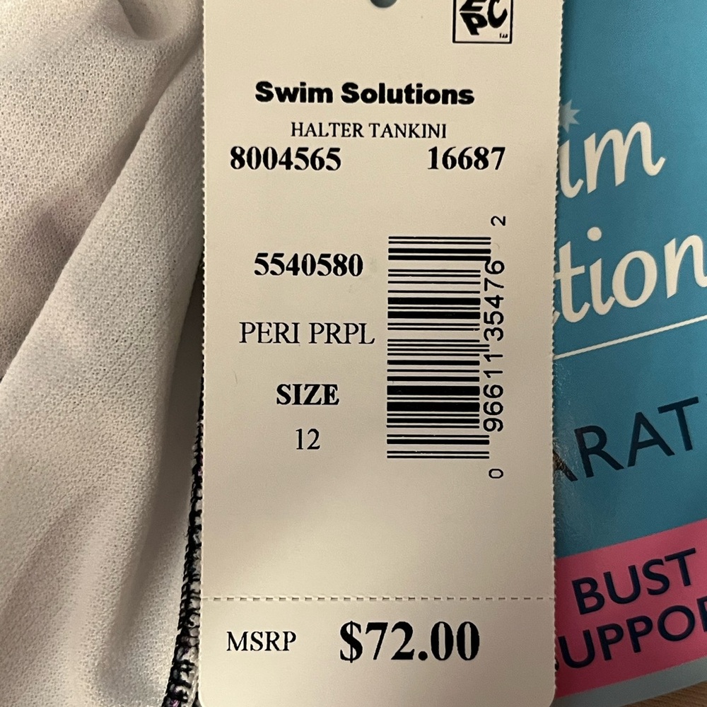 Swim Solutions Printed Metallic Tankini Swim Top - Picture 7 of 10